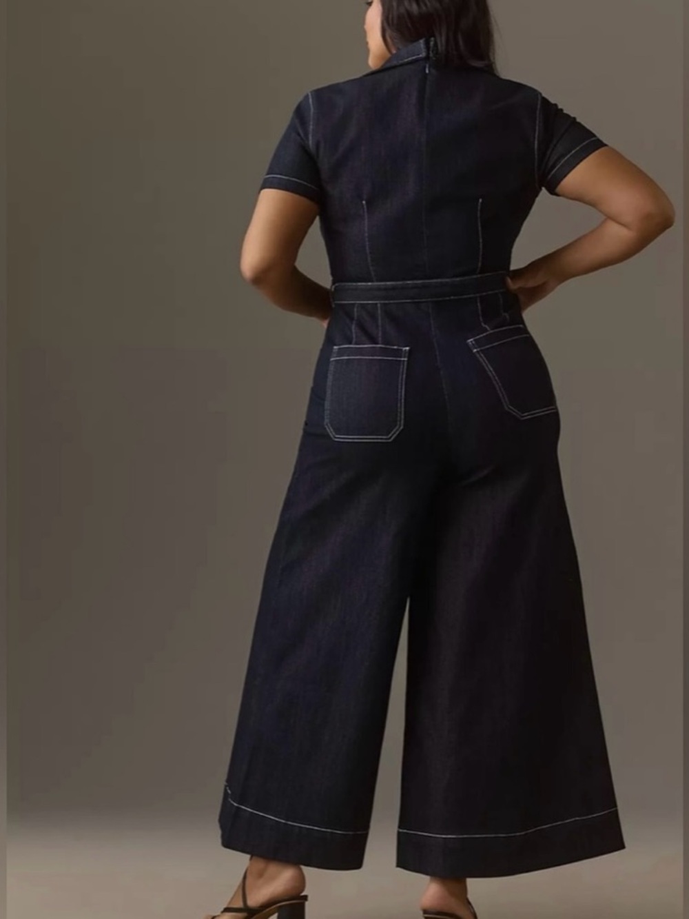 NWT Anthropologie x Maeve-Colette Black Denim Wrap Jumpsuit.Size 24W - Picture 5 of 13